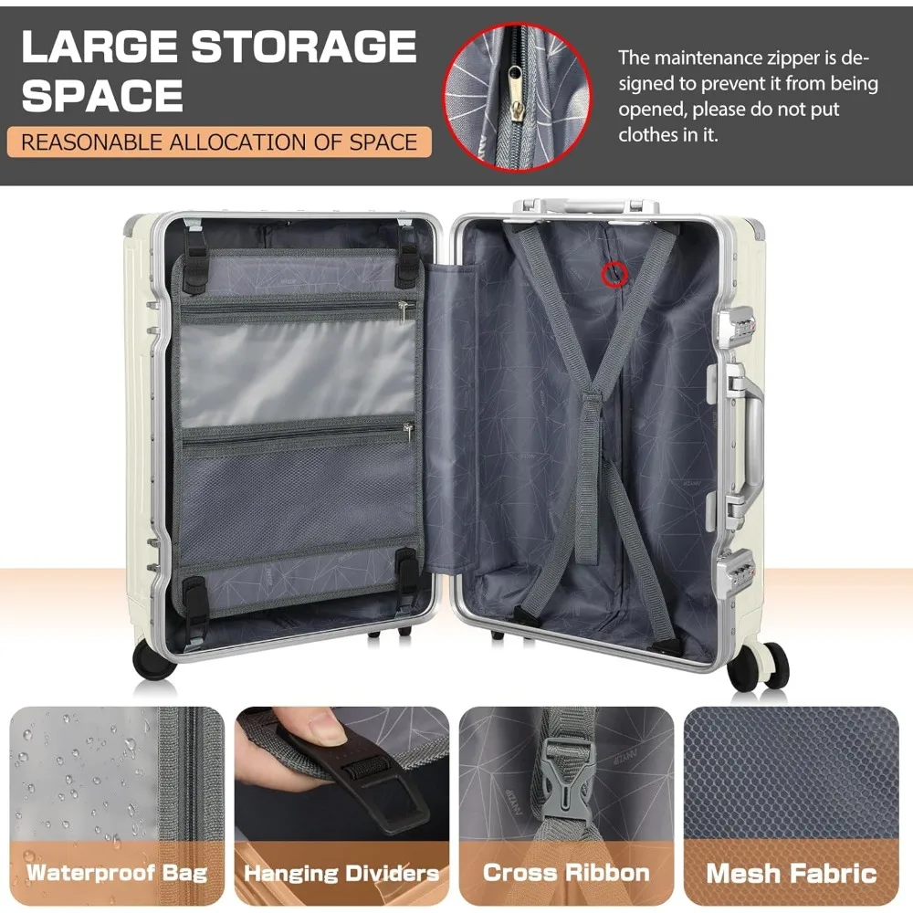 حقيبة صلبة مقاس 28 بوصة من PC+ABS بإطار من الألومنيوم وقفل TSA وعجلات دوارة مزدوجة