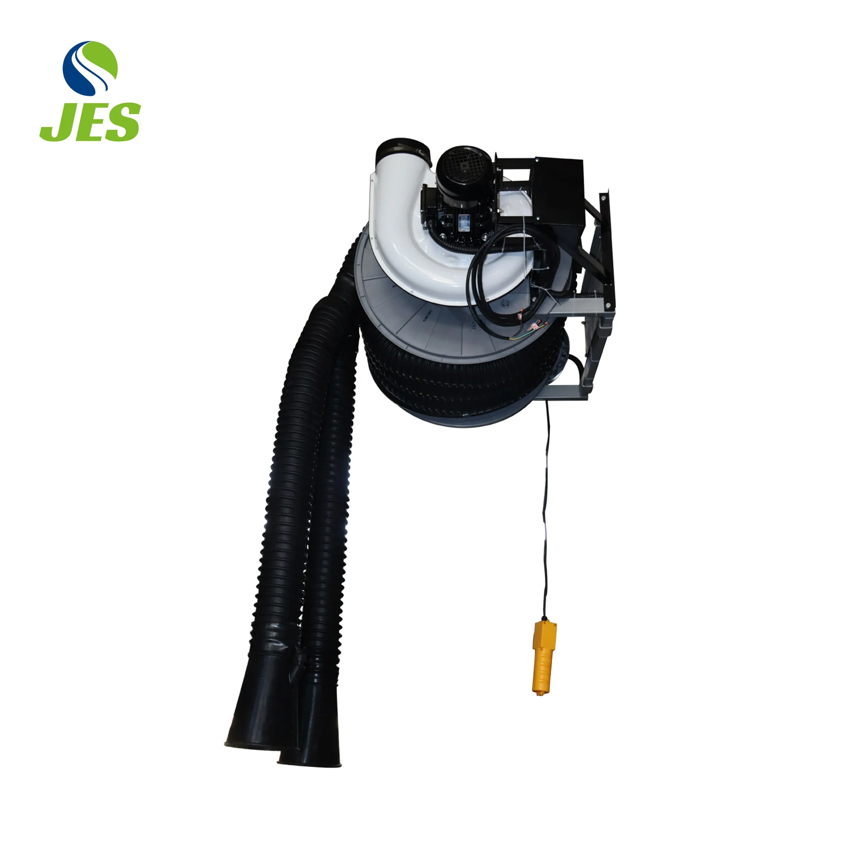 JES Motor Driven Vehicle Equipment Exhaust Reel Dual Pipe Ends Exhaust Blower Hot Sale