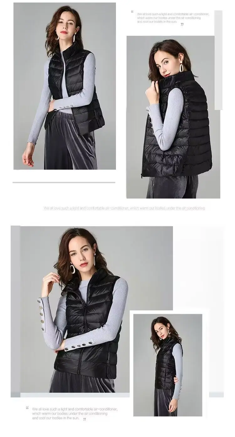 2026 White Duck Down Jacket Women Vest Autumn Winter Sleeveless Waistcoat Warm Lightweight Puffer Jacket Female Tops Outwear
