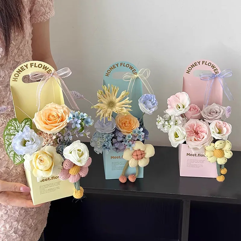 Creative Hand-folded Folded Flower Box Flower Gift Box For Bridal Florist Gift Packing Box Valentines Day Crafts Party