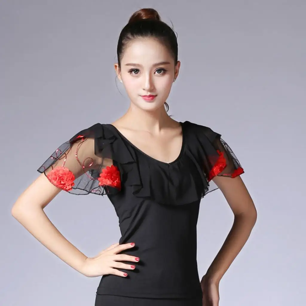 Flamenco Dance Tops Elegant Slim Fit Ballroom Dance Clothes for Competition and Standard Lessons