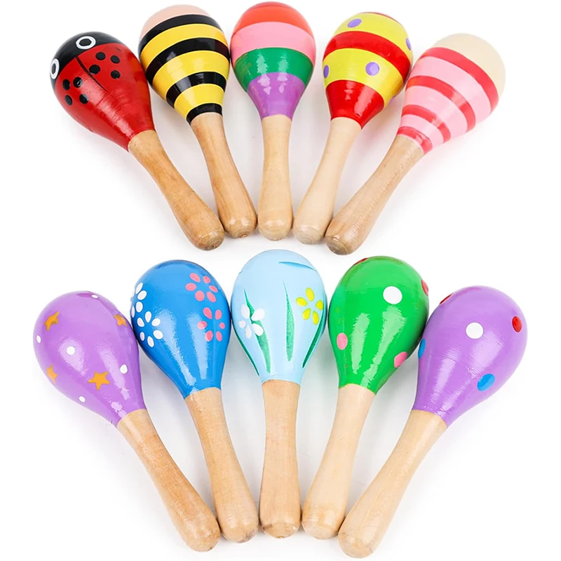 2pcs Sand Hammers Wooden Toys 2Sizes Available Musical Instrument Children Orff Instruments Brain-boosting Montessori Games TMZ