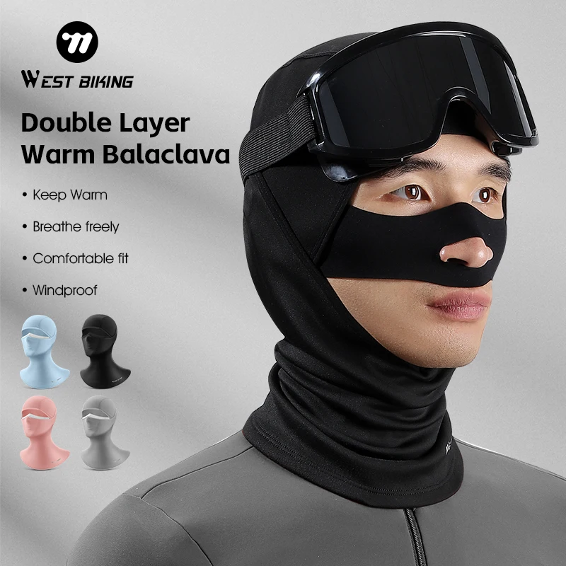 غرب ركوب الدراجات الشتاء التكتيكية قناع طبقة مزدوجة الدراجات بالاكلافا الصوف الرقبة أدفأ وشاح قبعة رياضة الجري التنزه تزلج قناع الوجه