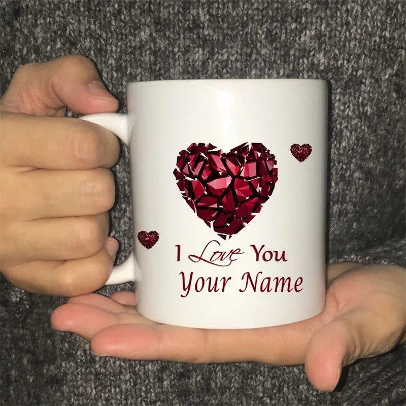Foreign trade love, lover magnet attraction, couple ceramic mug large capacity can be printed logo coffee cup