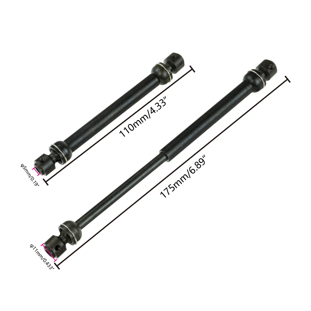 Arbre d'entraînement CVD en alliage d'aluminium, 88-113mm 112-152mm, pour voiture 1/10 RC inoler SCX10 90046, mise à niveau des pièces de saut, 2 pièces