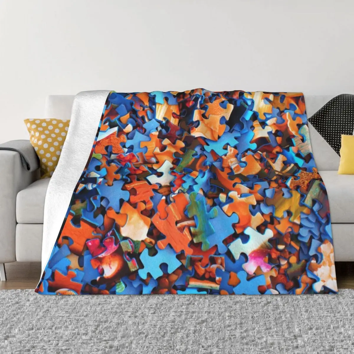 Jigsaw Puzzle Pieces Throw Blanket Blankets Sofas Of Decoration Large Sofa Quilt Blankets