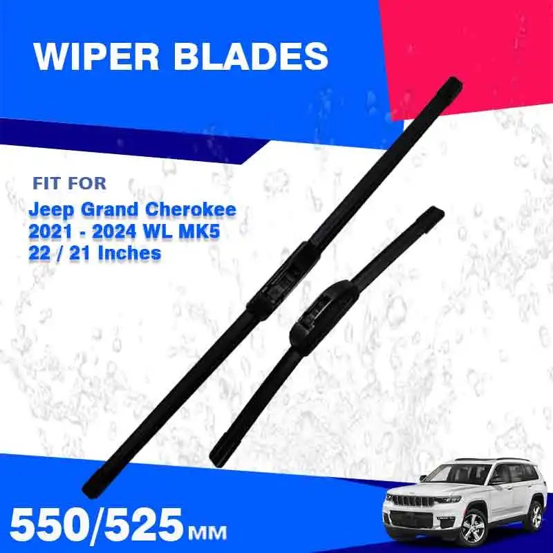 Front Windscreen Wiper Blades For Jeep Grand Cherokee MK5 WL 2022 2023 2024 WL74 WL75 Laredo Overland Altitude X Car Windshield