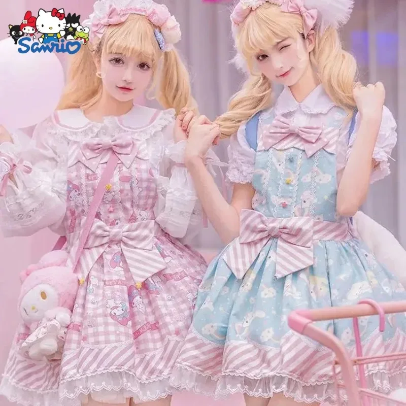 

Sanrio Cartoon Cinnamoroll Kuromi Lolita Dress Kawaii My Melody Bow Lace Dress Princess Dress Halloween Christmas Women's Gift