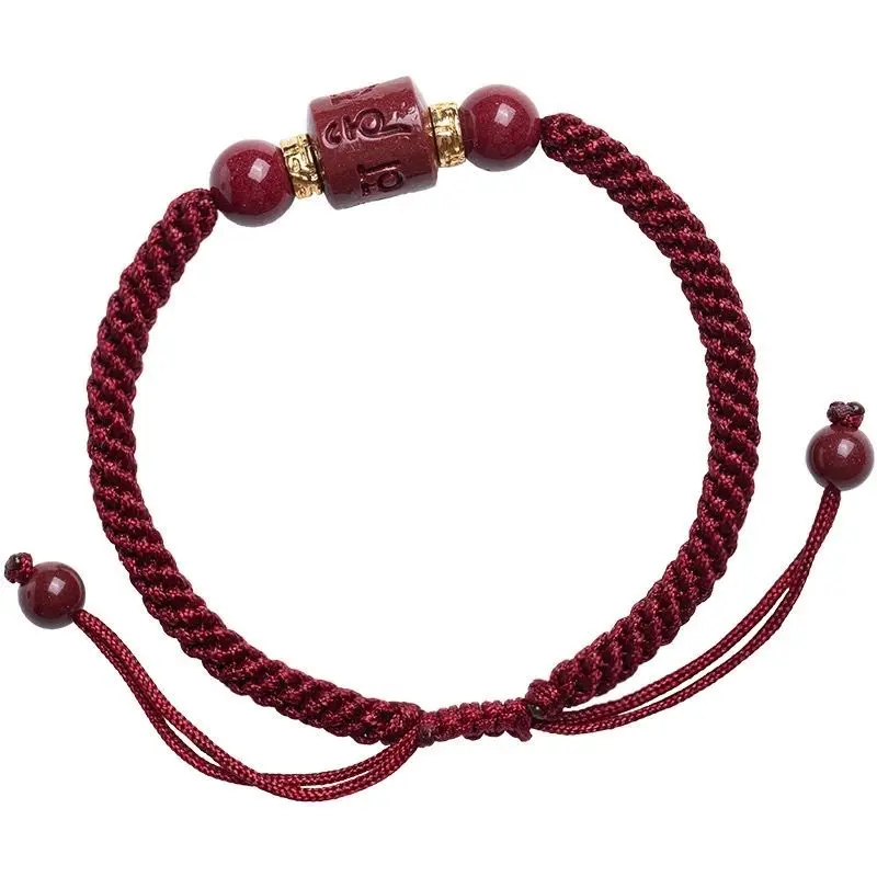 UMQ New Six-Word Mantra Cinnabar Red Rope Customized Handmade Woven Lucky Beads Bracelet for Lovers in the Year of Birth