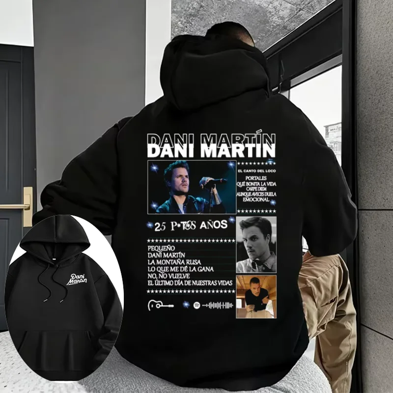 2025 الخريف/الشتاء داني مارتن Ptos Anos Merch 100% القطن مطبوعة هوديي الرجال النساء موضة القوطية الشارع الشهير رجل الصوف دافئ