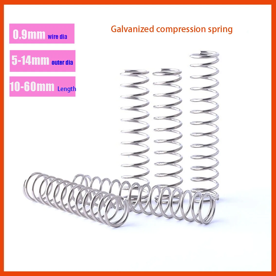 

5pcs 0.9mm Stainless Steel Compression Spring Galvanized Y-shaped Compression Spring OD 5/6/7/8/9/10/12/14mm Length 10mm to 60mm
