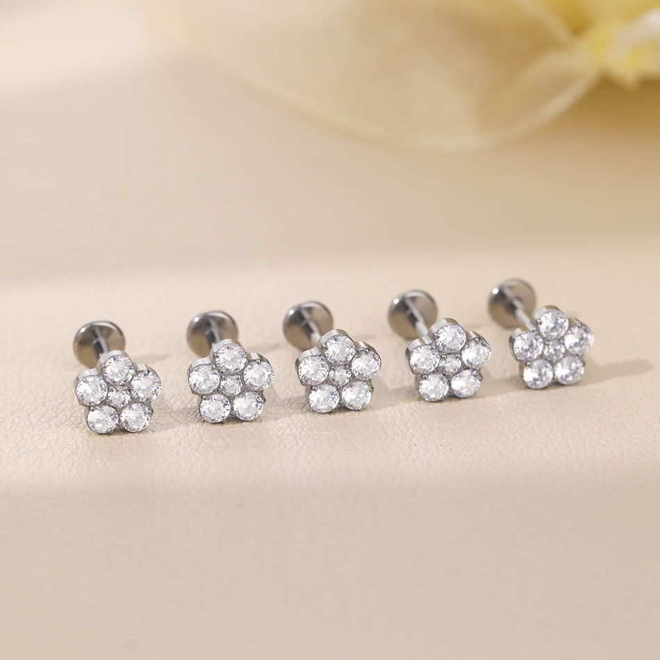 150 نمط التيتانيوم زركون وأقراط للنساء داخليا الخيوط الزنمة اللولب الأنف Labret ثقب مجوهرات للجسم