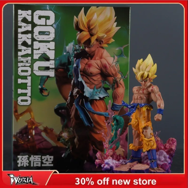 15cm DRAGON BALL Son Goku Action Figure Shenron Scene Battle Damage Model Pvc Ornaments Collection Desktop Display Gift Toys