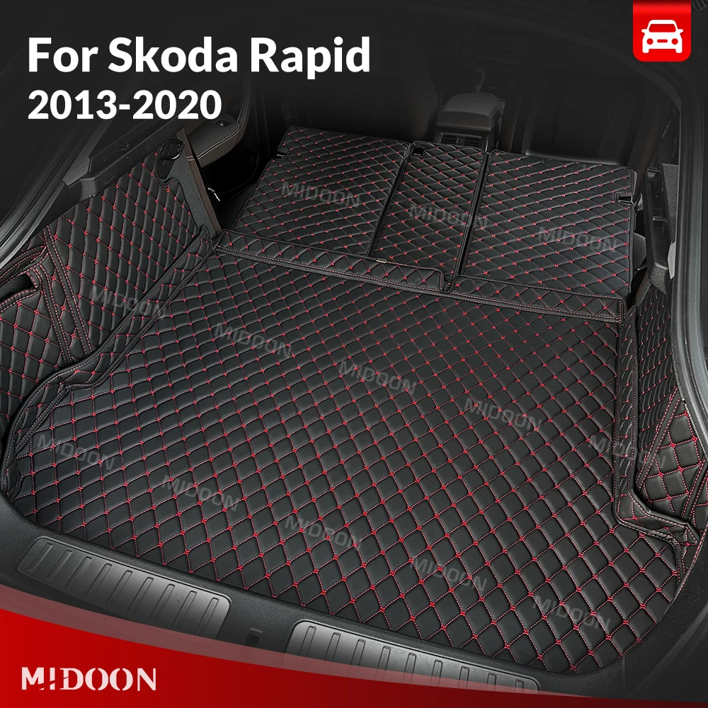 Auto Full Coverage Trunk Mat For Skoda Rapid 2013-2020 Car Anti-dirty Pad Protective Pad Cargo Liner Interior Accessories