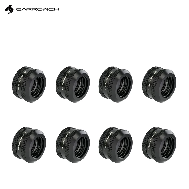 

Barrowch 8 PCS Water Hard Tube Fitting for OD 12/14/16mm,Aluminum Alloy Multiple Color Ring G1/4 Brass Adapter,FBYKN V1 Series