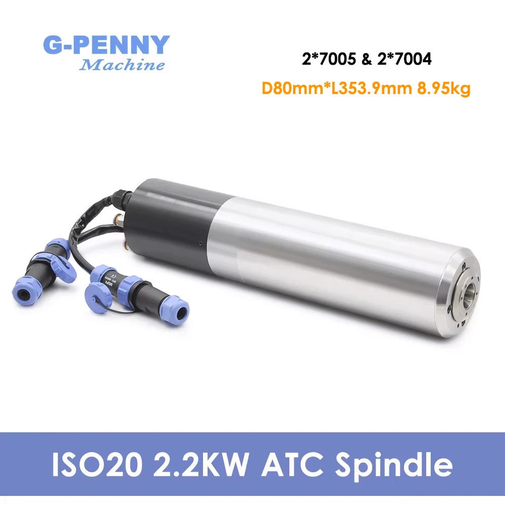 

Шпиндель G-Penny 2.2 кВт с водяным охлаждением, автоматическая смена инструмента (ATC), 110В/220В/380В, 24000 об/мин, 400Гц/800Гц, 4 полюса, IS020-15 °