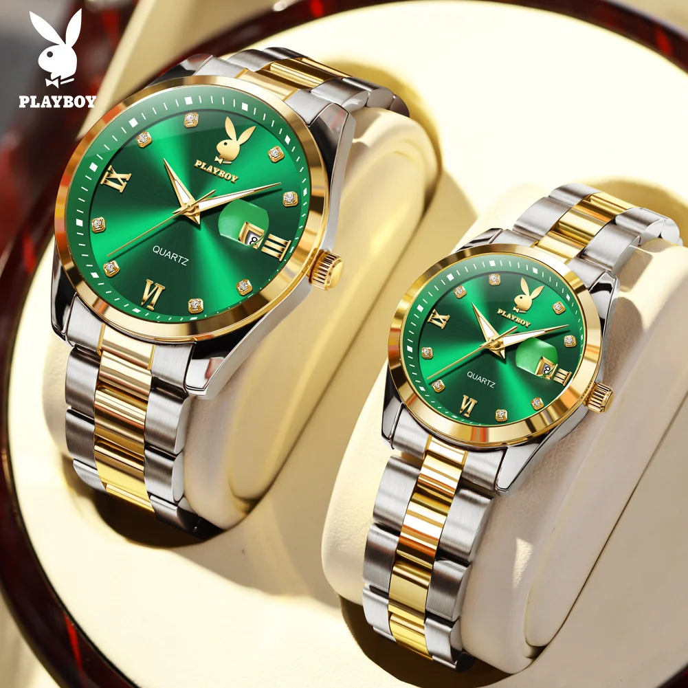 PLAYBOY 3503 Fashion Brand Couple Original Quartz Movement Watches Elegance Fine Dials Luminous Waterproof Watch For Couple