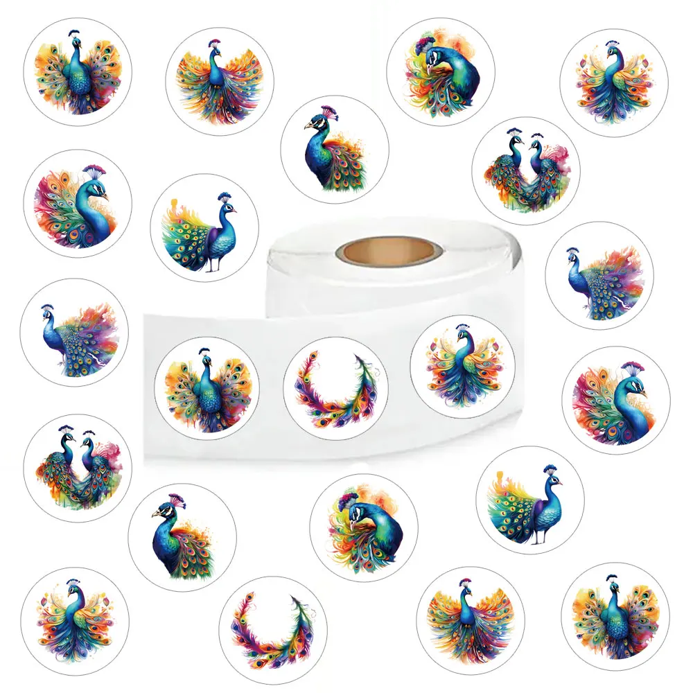 500pcs Peacock Animal Stickers (1 Inch Labels/10 Patterns) For Phone Case Laptop Notebook Suitcase DIY Aesthetic Stickers view 3
