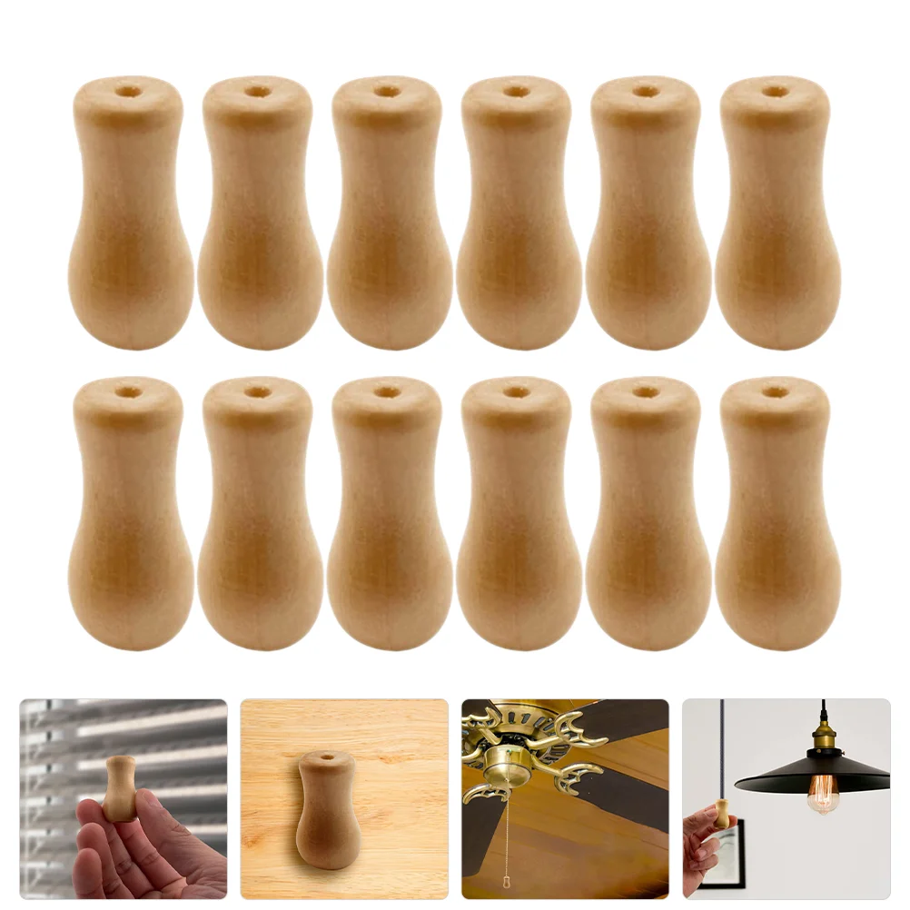 12 Pcs Blinds Curtain Accessories Yellow Wooden Pendant Bamboo Roller Fringe Cord Knobs for Lifting Ball Pulls