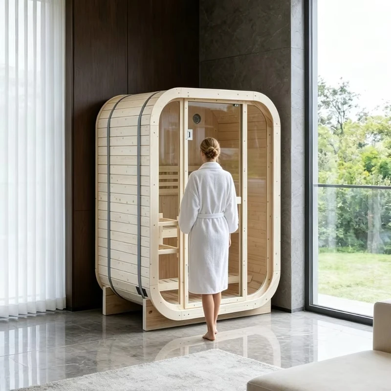 Customized Solid Wood Sauna Outdoor Electric Finish Sauna Outdoor Suit Box Buiten Dome Exterior De Madera