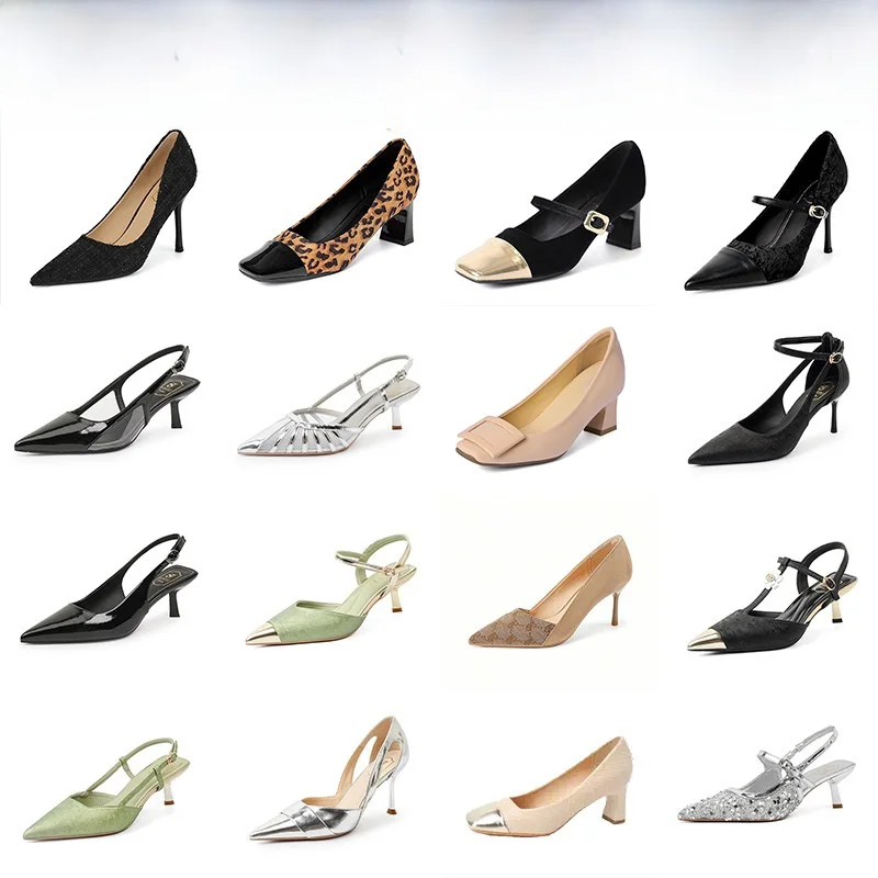 

Летние женские универсальные босоножки на высоком каблуке с острым носком на открытом воздухе, синие босоножки Su Feifei Faion Single oes