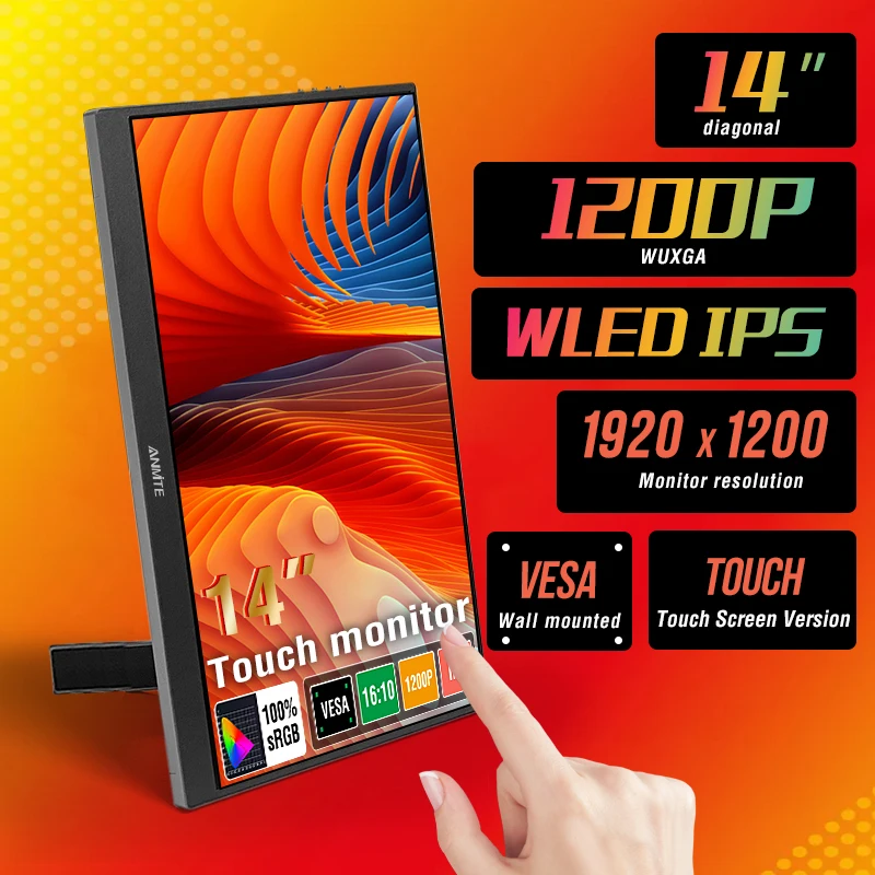Monitor portátil com tela sensível ao toque de 14.1 polegadas, ips, segunda tela de jogo, display estendido para laptop com suporte para xbox/raspberry pi