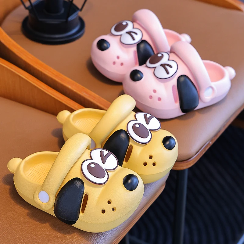 Summer Aged 1-5 Children Slippers Cute Cartoon Puppy Sandals For Boys Girl Flip Flops Non-Slip Toddler Home Kids Garden Shoes