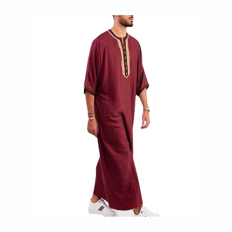 Muslim Men's Robe Arabic Islamic New Arrival Jubba Thobe Turkey Dubai Loose Casual Kaftans Middle East Solid Color Daily Robe