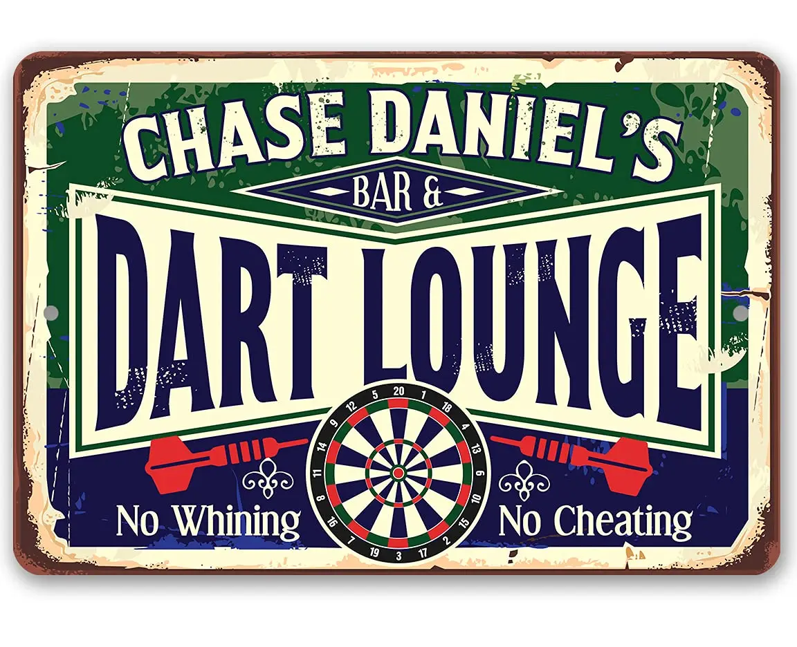 Y1,Personalized Dart Lounge and Bar - Classic Game Room Sign, Sports Decoration, Man Cave Store Wall Decor, 8x12 or  U