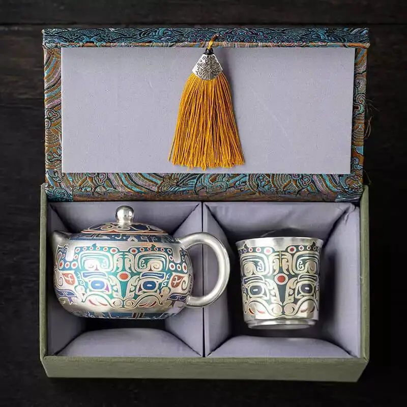 999 Pure Silver Gilt With A Dragon And Tiger Pattern, Xishi Teapot, Single Pot, Light Luxury Brewing, Home Use, Gift-Giving,
