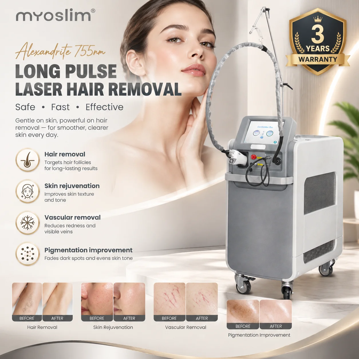 Long Pulse Hair Removal Machine Super High Power Extra Large Spot Salon Skin Care Device Short Pulse For Body Hair Epilation