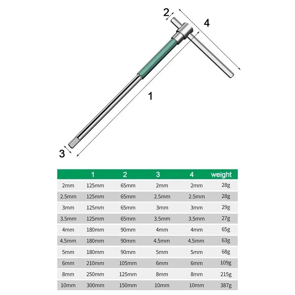 10/8/1pcs Torx Hex Key Wrench Inner Spanner 2-10mm T-shaped Hex Wrench Hand Repair Tools Hexagonal Sliding Rod Extension