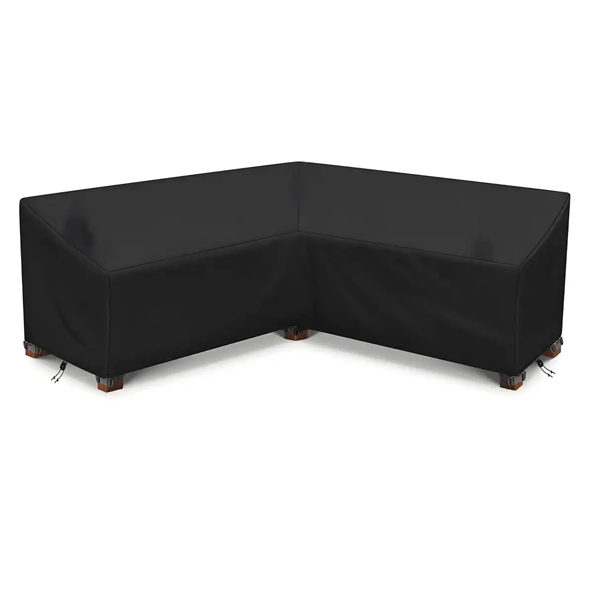 Black L‑Shape Patio Sectional Cover, Heavy‑Duty Waterproof Outdoor Corner Sofa Protector, Weather‑Resistant L Couch Cover