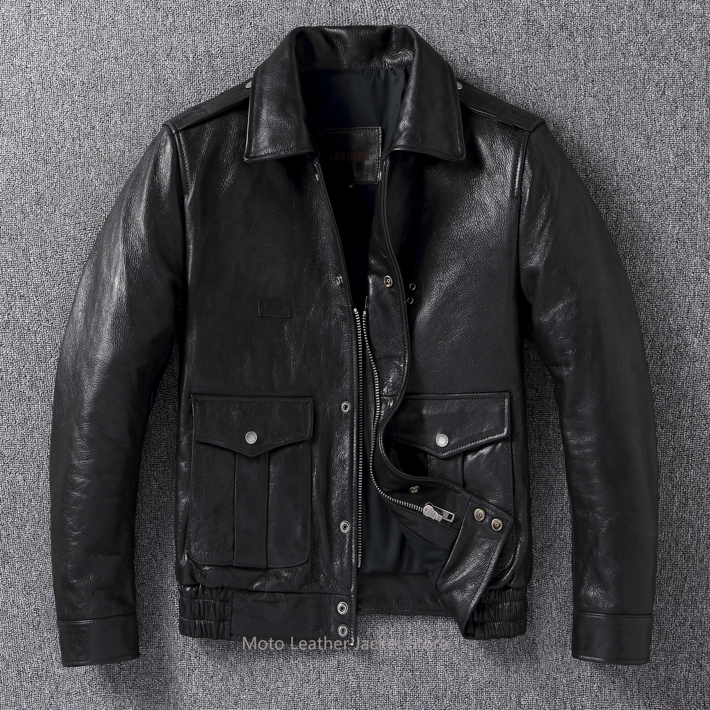 

Мужская кожаная куртка в стиле ретро, вдохновленная калифорнийским дорожным патрулем, из натуральной вощеной кожи, американская мотоциклетная куртка для байкеров.