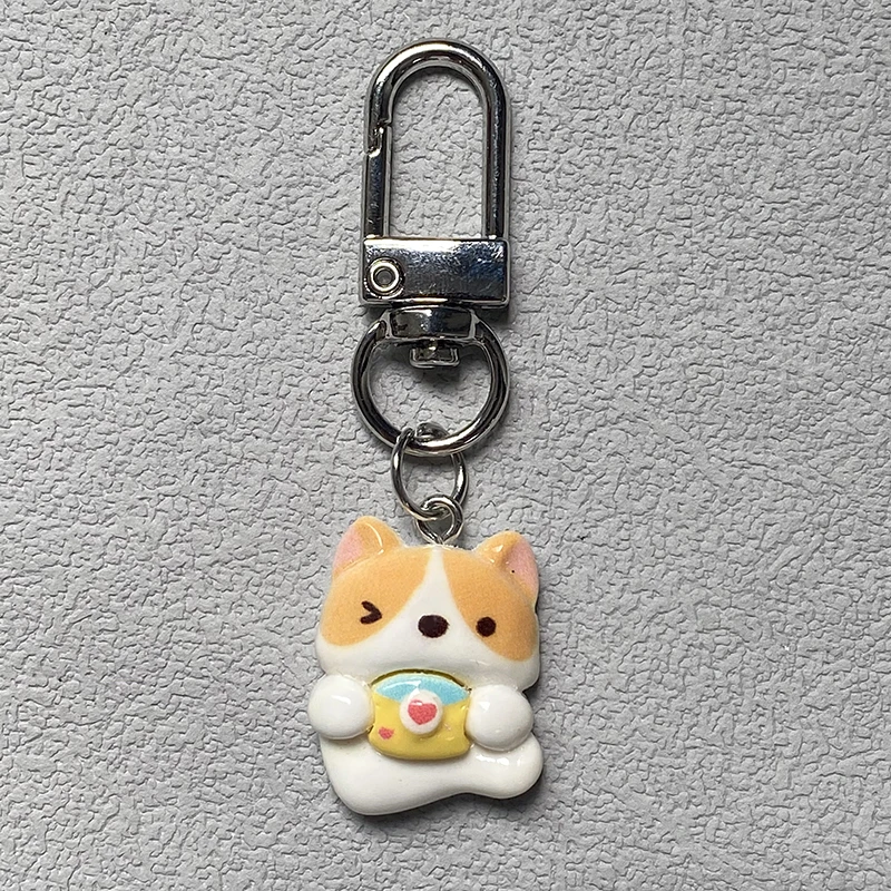 Resin Cute Dog Puppy Corgi Keychain Keyring For Women Friend Kawaii Cartoon Pet Animal Bag Airpods Box Car Key Accessory Jewelry