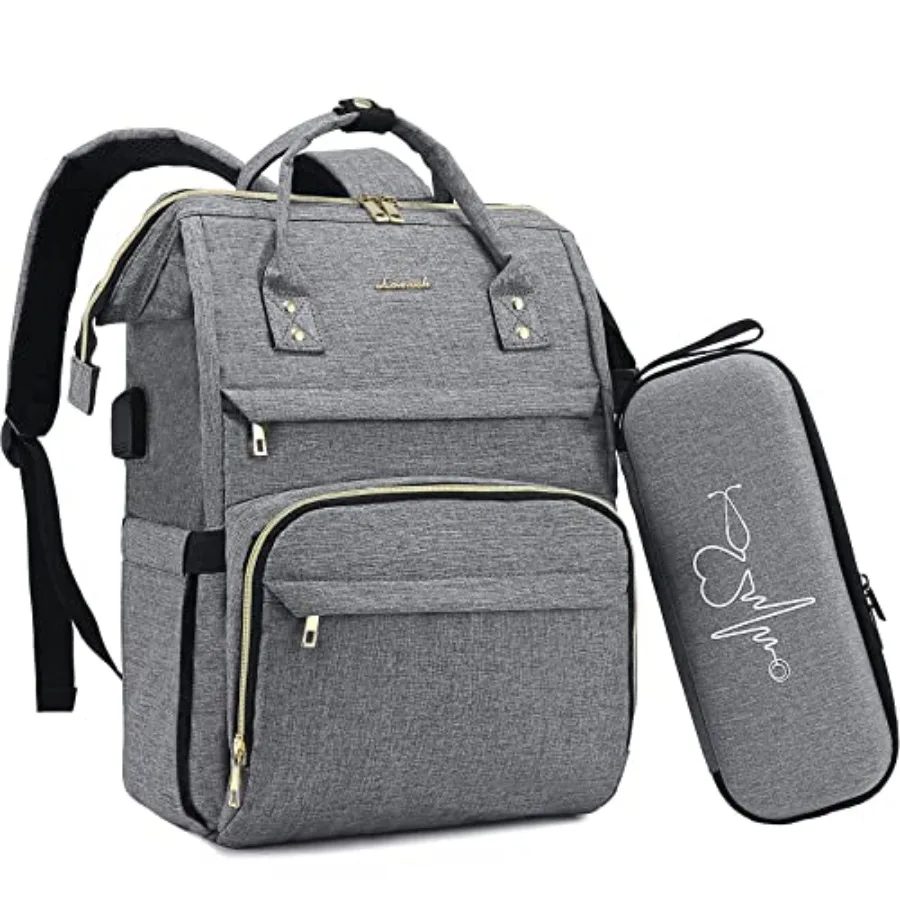 Backpack Laptop Backpack for Women with Stethoscope Case and USB Charging Port Anti Theft Travel Backpacks Doctor Bag Fits Lapt