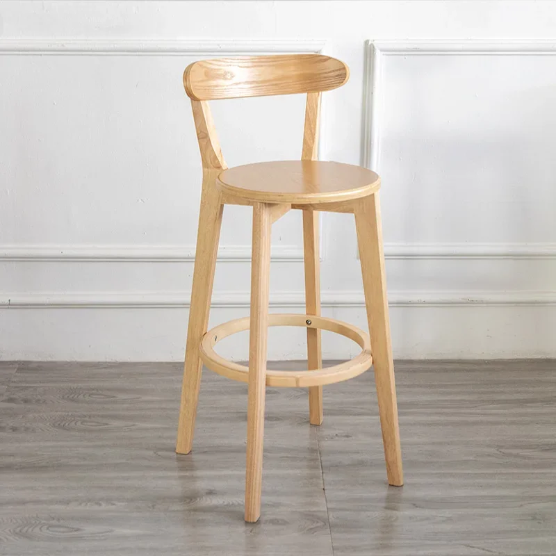 Modern Simple Solid Wood Dining Chairs Versatile Semi-Bar Kitchen Stools with Solid Back High-Quality Furniture Design