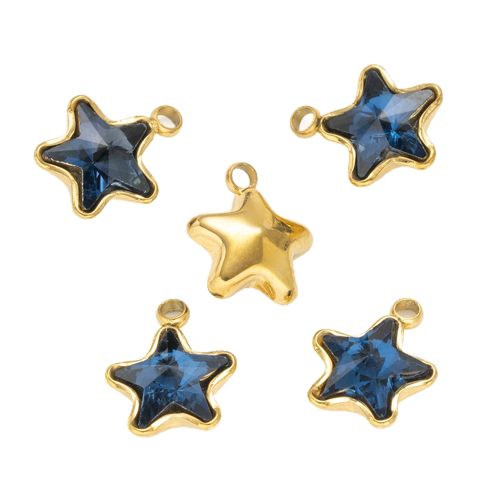 5pcs/Lot Stainless Steel Star Pendants Small  Charms for DIY Necklace Earring Bracelet Jewelry Making Supplies Material Findings
