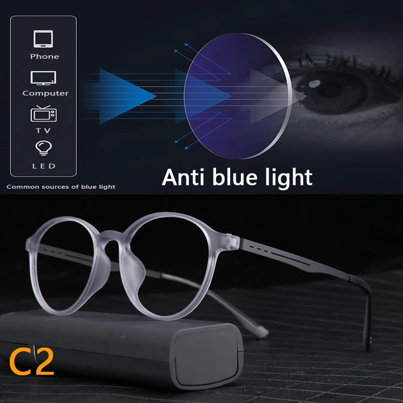 Ultralight Titanium Retro Round Anti Blue Light Photochromic Reading Glasses For Men Computer Presbyopic Eyeglasses Women