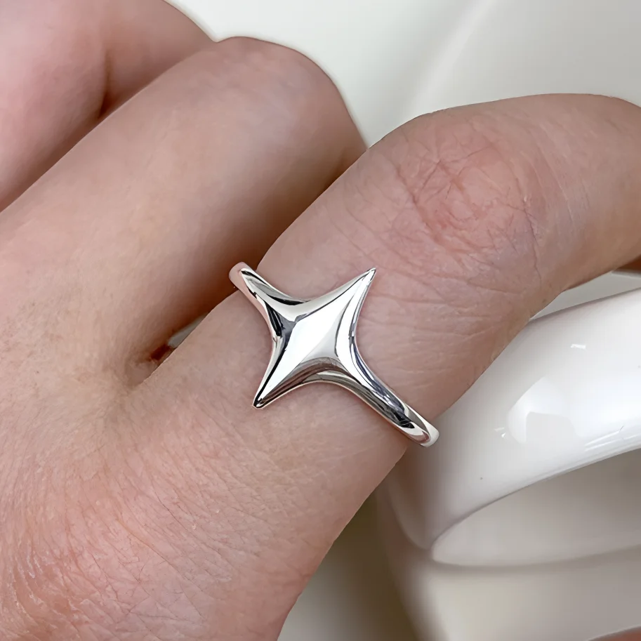 Women's 925 Sterling Silver Graffiti Letter Punk Ring
