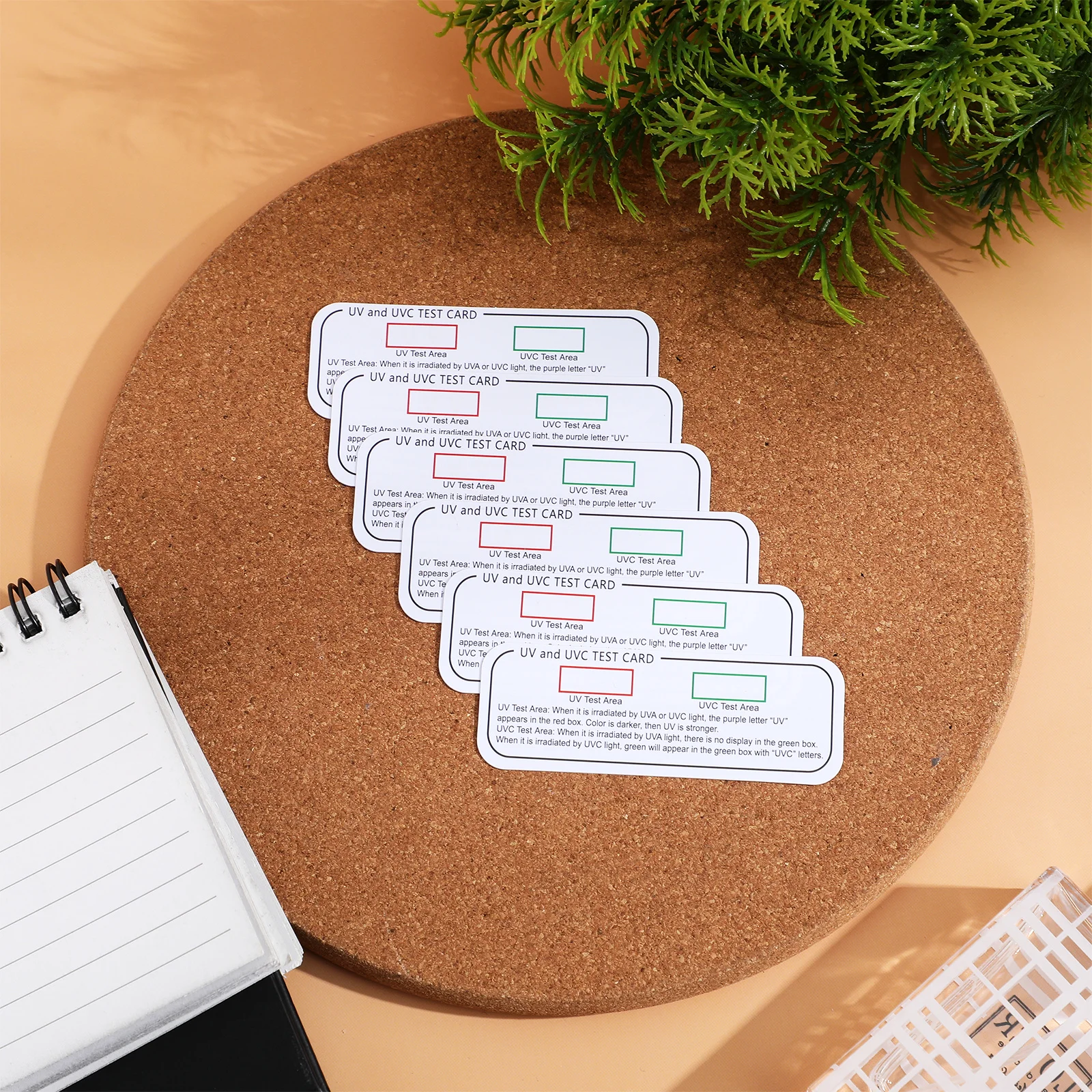 การ์ดตรวจจับรังสียูวี 6 ชิ้น แถบทดสอบ UVC-UVA สำหรับการวัดความเข้มของแสงแดด กระดาษทดสอบกันน้ำ ตัวบ่งชี้สำหรับมังกรเครา