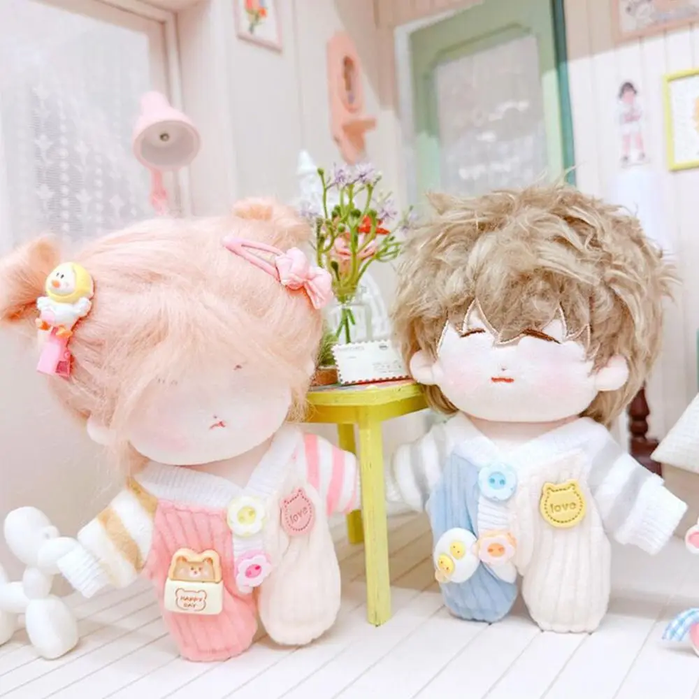 10cm Doll Clothes Gift Playing House Blue Pink T-shirt Pants Set Photo Prop Doll Crawling Suit Cotton Stuffed Doll Accessories