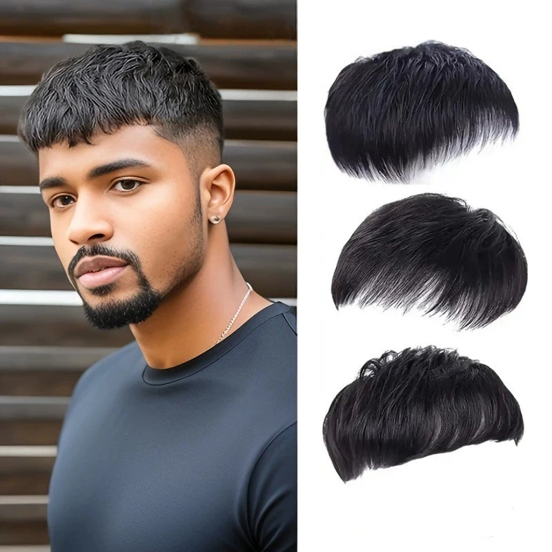 Herren-Kurzhaarperücke aus Synthetikfaser, Modischer Haaraufsatz, Haarblock zur Abdeckung weißer Haare, Mittelmeer-Haarersatz für Glatze