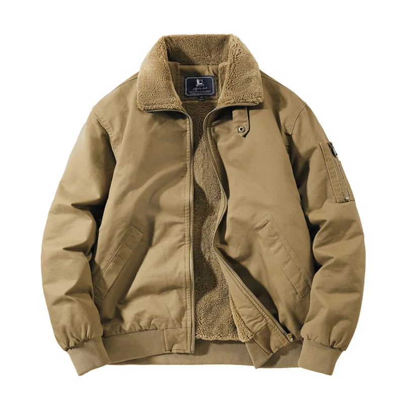 

Мужская тактическая ветрозащитная термолетная куртка Amekaji, осенне-зимняя рабочая одежда на флисовой подкладке, утолщенное пальто в стиле милитари с лацканами