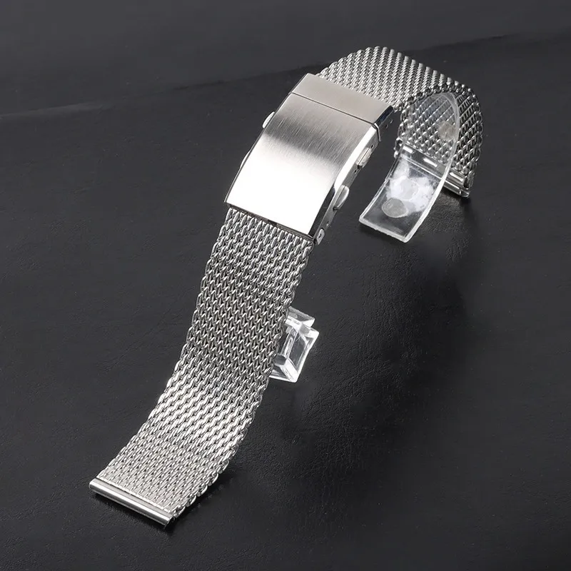 Luxury 316L Stainless Steel Watch Band 1.0MM Milanese Universal Bracelet 18mm 20mm 22mm Extended Length Metal Women Men Strap