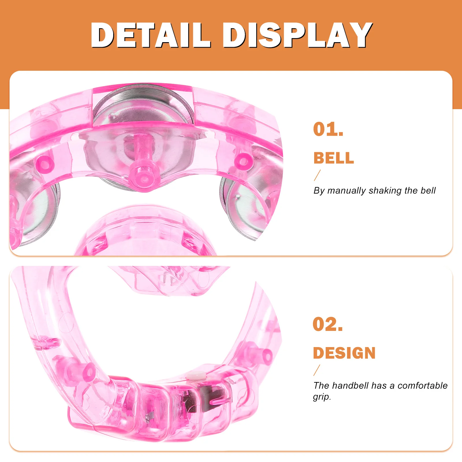 

2Pcs Luminous Tambourines Handheld Shaking Bell for Music Play Flashing Lights Safe Plastic Material Easy Use Party Concert