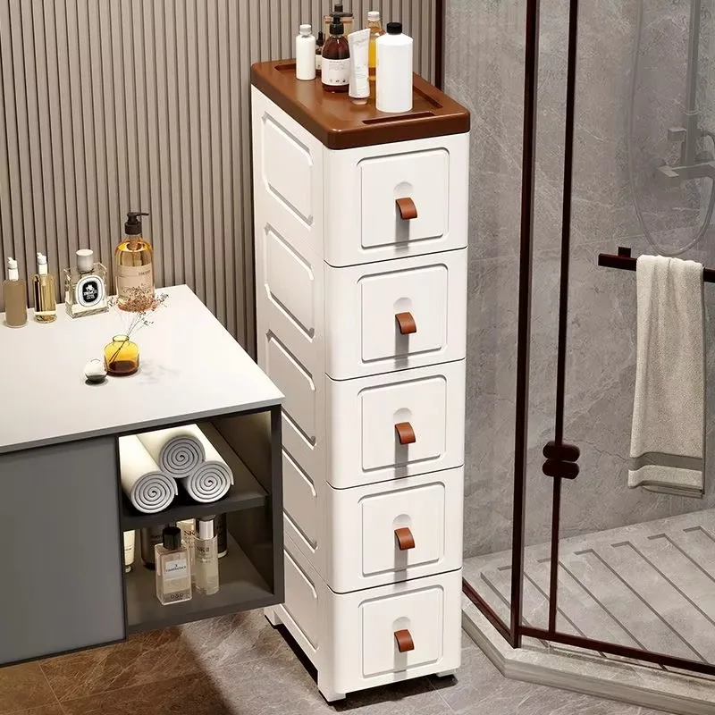 Slim Narrow Space Plastic Storage Cabinet, Multi-Tier Drawer Gap Organizer for Kitchen & Bathroom