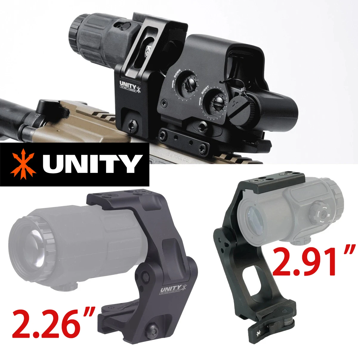 

UNITY FAST FTC OMNI Magnifier Riser Mount 2.26in/2.91in Scope Sight Folding For G43 G45 3X T01 T02 Airsoft Riflescope 553 558