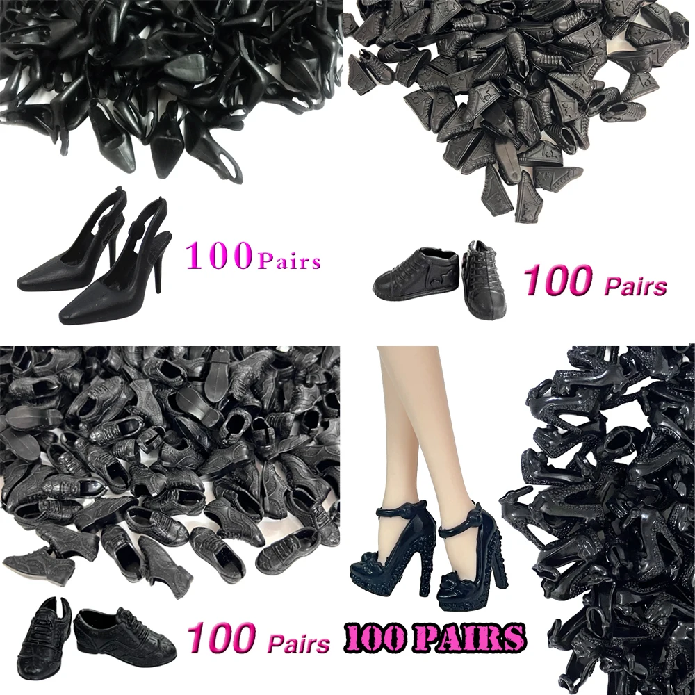 100 Pairs /Set Fashion Doll  Shoes High Heels Boots Noble Sandals For Barbie Dolls Accessories Baby 1/6 Doll house Toys JJ