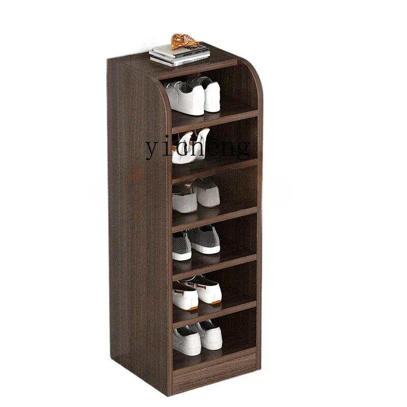 Zws. Solid wood door small corner narrow multi-layer rack storage shoe cabinet